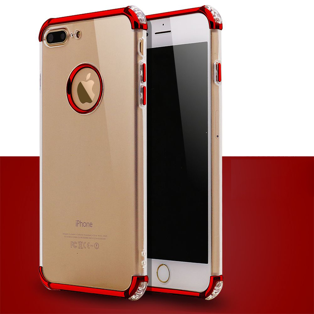 Wholesale iPhone 8 7 Metallic Electroplate Style Clear Case Red